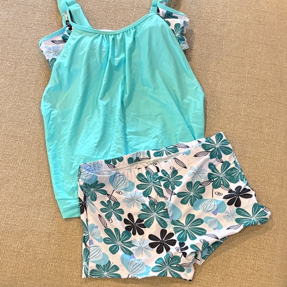 Other - Woman’s Floral Swim Set - Teal and White NWOT